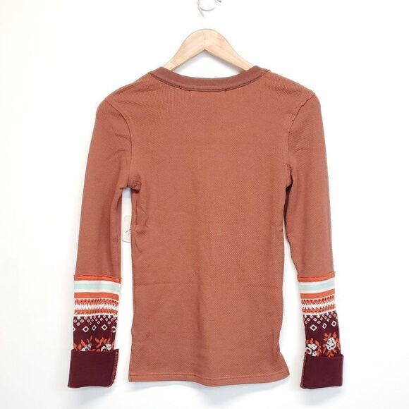 We The Free x Free People Mikah Cuff Layering Thermal Shirt in Autumn - Picture 3 of 12